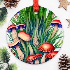 Vintage Mushroom Round Ornament (two Sides) by GardenOfOphir