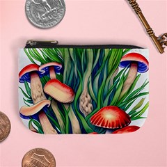 Vintage Mushroom Mini Coin Purse by GardenOfOphir