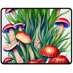 Vintage Mushroom One Side Fleece Blanket (medium) by GardenOfOphir