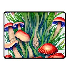 Vintage Mushroom One Side Fleece Blanket (small) by GardenOfOphir