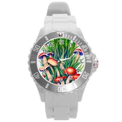 Vintage Mushroom Round Plastic Sport Watch (l) by GardenOfOphir