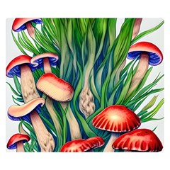 Vintage Mushroom One Side Premium Plush Fleece Blanket (small) by GardenOfOphir