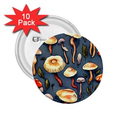 Forest Mushrooms 2 25  Buttons (10 Pack)  by GardenOfOphir