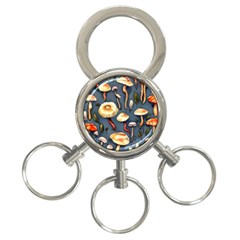 Forest Mushrooms 3-ring Key Chain by GardenOfOphir