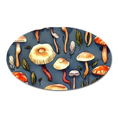 Forest Mushrooms Oval Magnet by GardenOfOphir