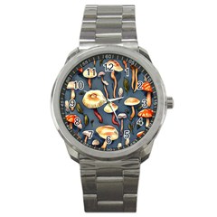 Forest Mushrooms Sport Metal Watch by GardenOfOphir