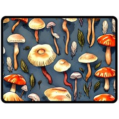 Forest Mushrooms One Side Fleece Blanket (large) by GardenOfOphir