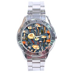 Forest Mushrooms Stainless Steel Analogue Watch by GardenOfOphir