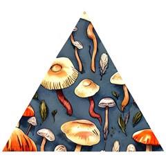 Forest Mushrooms Wooden Puzzle Triangle by GardenOfOphir