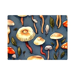 Forest Mushrooms One Side Premium Plush Fleece Blanket (mini) by GardenOfOphir