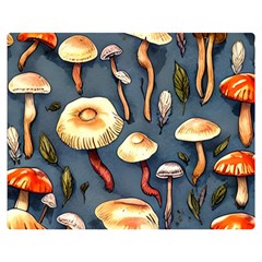 Forest Mushrooms One Side Premium Plush Fleece Blanket (medium) by GardenOfOphir