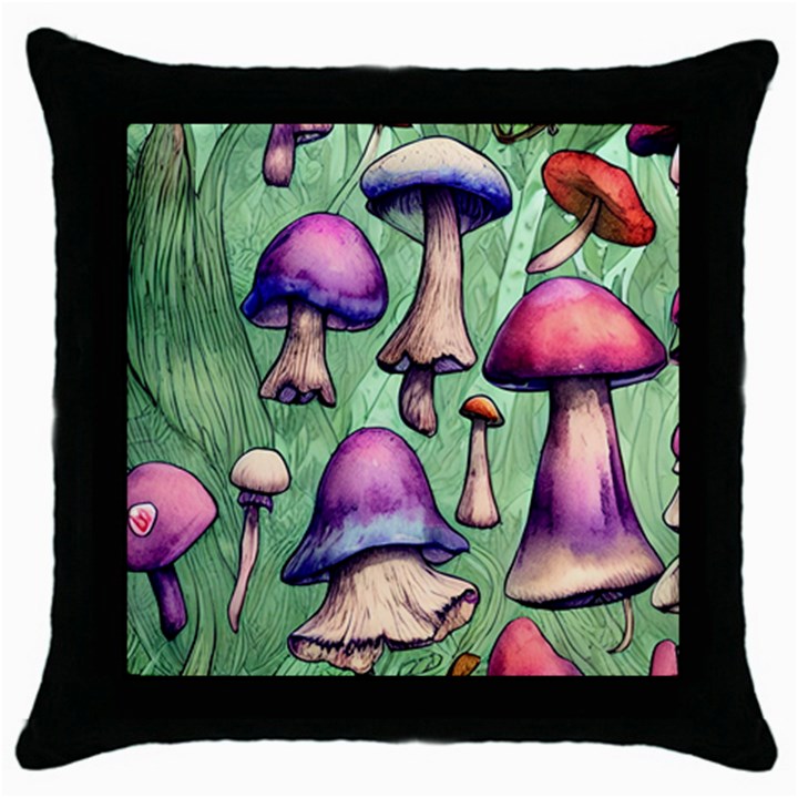 Fairycore Throw Pillow Case (Black)