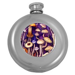 Whimsical Forest Mushroom Round Hip Flask (5 Oz) by GardenOfOphir