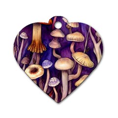 Whimsical Forest Mushroom Dog Tag Heart (two Sides) by GardenOfOphir