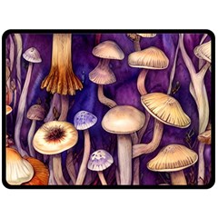 Whimsical Forest Mushroom One Side Fleece Blanket (large) by GardenOfOphir