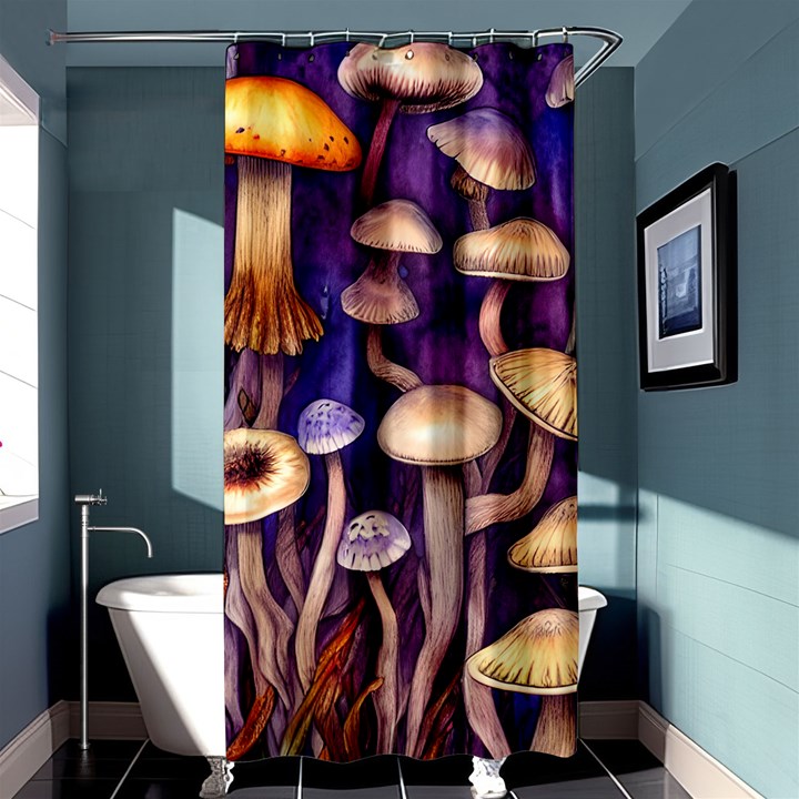 Whimsical Forest Mushroom Shower Curtain 36  x 72  (Stall) 