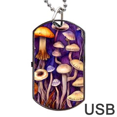 Whimsical Forest Mushroom Dog Tag Usb Flash (one Side) by GardenOfOphir