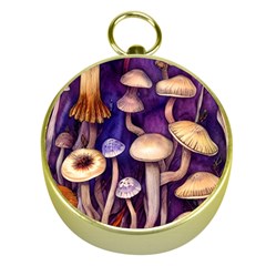 Whimsical Forest Mushroom Gold Compasses by GardenOfOphir