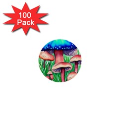 Light And Airy Mushroom Witch Artwork 1  Mini Buttons (100 Pack)  by GardenOfOphir