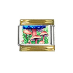 Light And Airy Mushroom Witch Artwork Gold Trim Italian Charm (9mm) by GardenOfOphir