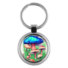 Light And Airy Mushroom Witch Artwork Key Chain (round) by GardenOfOphir