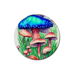 Light And Airy Mushroom Witch Artwork Rubber Round Coaster (4 Pack) by GardenOfOphir