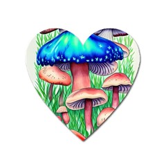 Light And Airy Mushroom Witch Artwork Heart Magnet by GardenOfOphir