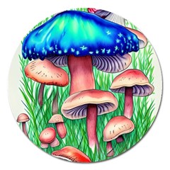 Light And Airy Mushroom Witch Artwork Magnet 5  (round) by GardenOfOphir