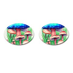 Light And Airy Mushroom Witch Artwork Cufflinks (oval) by GardenOfOphir