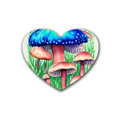 Light And Airy Mushroom Witch Artwork Rubber Coaster (heart) by GardenOfOphir