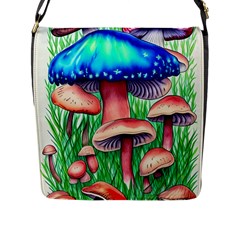 Light And Airy Mushroom Witch Artwork Flap Closure Messenger Bag (l) by GardenOfOphir