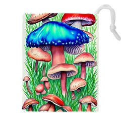 Light And Airy Mushroom Witch Artwork Drawstring Pouch (4xl) by GardenOfOphir