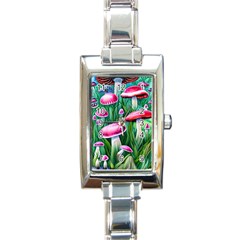 Foreboding Goblincore Mushroom Rectangle Italian Charm Watch by GardenOfOphir