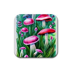 Foreboding Goblincore Mushroom Rubber Coaster (square) by GardenOfOphir