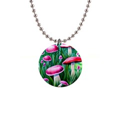 Foreboding Goblincore Mushroom 1  Button Necklace by GardenOfOphir