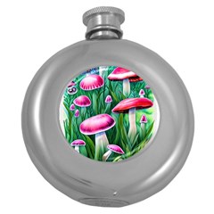 Foreboding Goblincore Mushroom Round Hip Flask (5 Oz) by GardenOfOphir