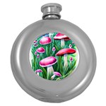 Foreboding Goblincore Mushroom Round Hip Flask (5 oz) Front