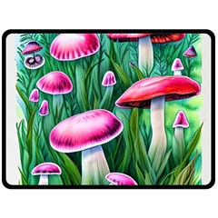 Foreboding Goblincore Mushroom One Side Fleece Blanket (large) by GardenOfOphir