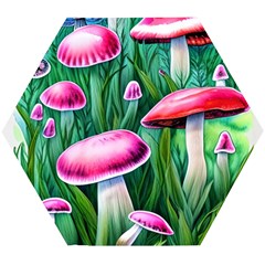 Foreboding Goblincore Mushroom Wooden Puzzle Hexagon by GardenOfOphir