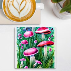 Foreboding Goblincore Mushroom Uv Print Square Tile Coaster  by GardenOfOphir