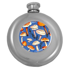 Tiny And Delicate Animal Crossing Mushrooms Round Hip Flask (5 Oz) by GardenOfOphir