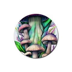 Woodsy Mushroom Rubber Coaster (round) by GardenOfOphir