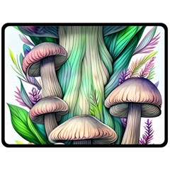 Woodsy Mushroom Fleece Blanket (large) by GardenOfOphir