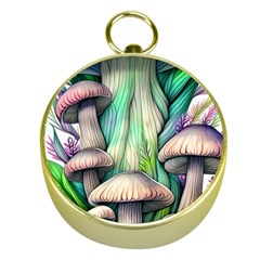 Woodsy Mushroom Gold Compasses by GardenOfOphir