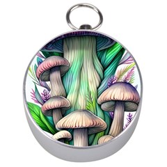 Woodsy Mushroom Silver Compasses by GardenOfOphir