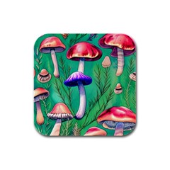 Foresty Mushroom Rubber Square Coaster (4 Pack) by GardenOfOphir