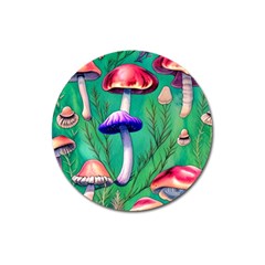 Foresty Mushroom Magnet 3  (round) by GardenOfOphir