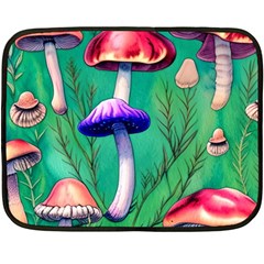 Foresty Mushroom One Side Fleece Blanket (mini) by GardenOfOphir