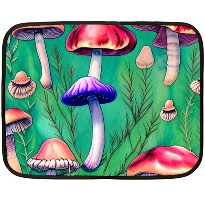 Foresty Mushroom One Side Fleece Blanket (Mini)