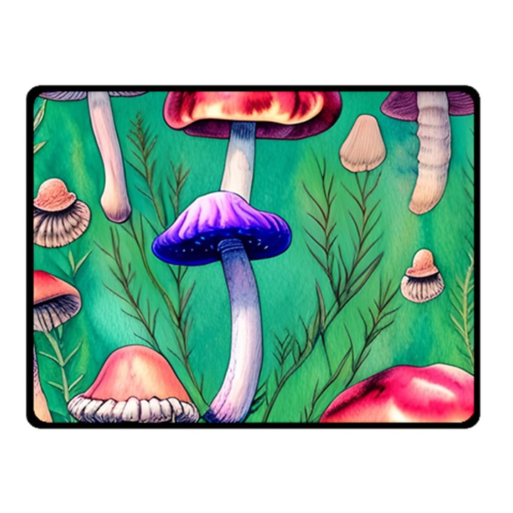 Foresty Mushroom One Side Fleece Blanket (Small)